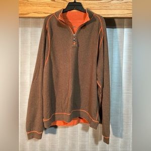 Tommy Bahama Reversible 1/4 zip sweater Orange/Brown XL